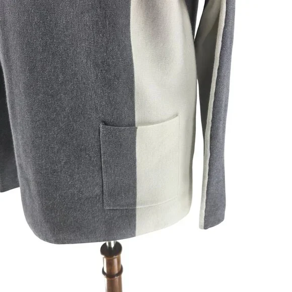 Alison Sheri Womens Colorblock Turtleneck Sweater S Gray & White Viscose Blend - Picture 8 of 15